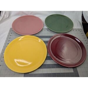 Bauer Los Angeles Ceramic Dinner Plate Lot of 4 Multi Color 10.5 Inch a